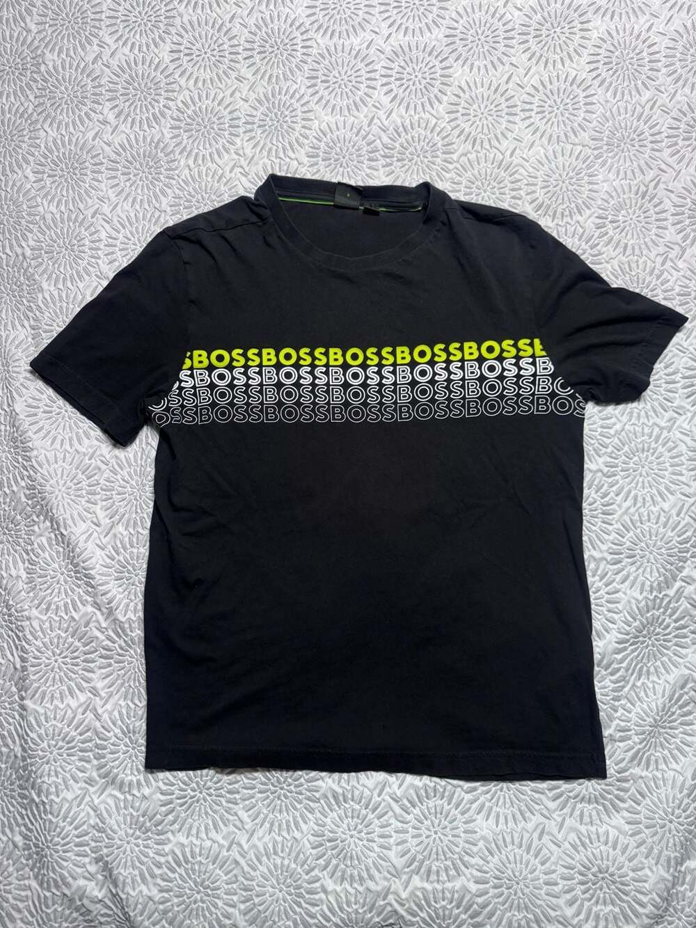 Hugo Boss Multi Logo Repeat Tee Size S Black Cotton Short Sleeve